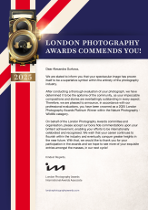 LONDON PHOTOGRAPHY AWARDS 2025: CONGRATULATORY LETTER